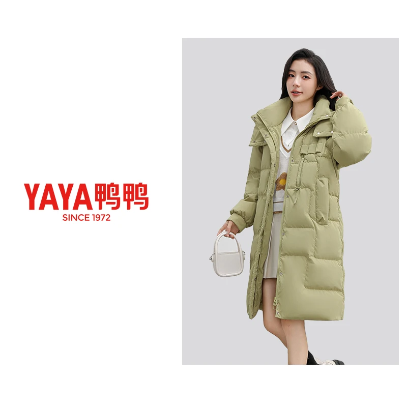 YAYA/鸭鸭YE3B604602H户外时尚长款立领连帽保暖冬休闲羽绒外套
