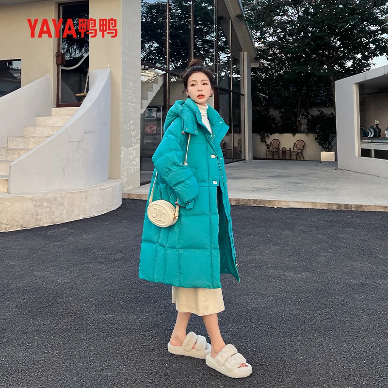 YAYA/鸭鸭休闲过膝中戏北影同款羽绒长款加厚直播北影校花同款