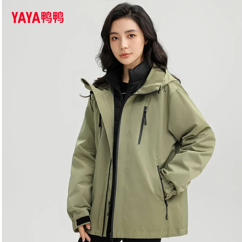 YAYA/鸭鸭秋冬羽绒服套装女装时尚休闲宽松短款YE4B003731A
