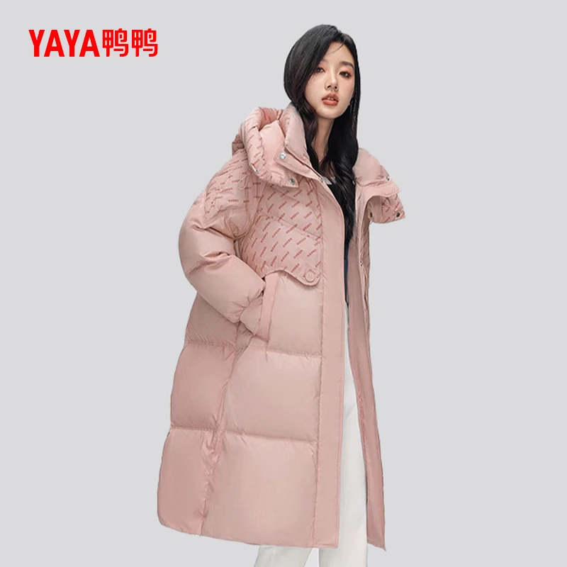YAYA/鸭鸭长款羽绒服甜美系列中长款甜美中长款GQXS004（TC)
