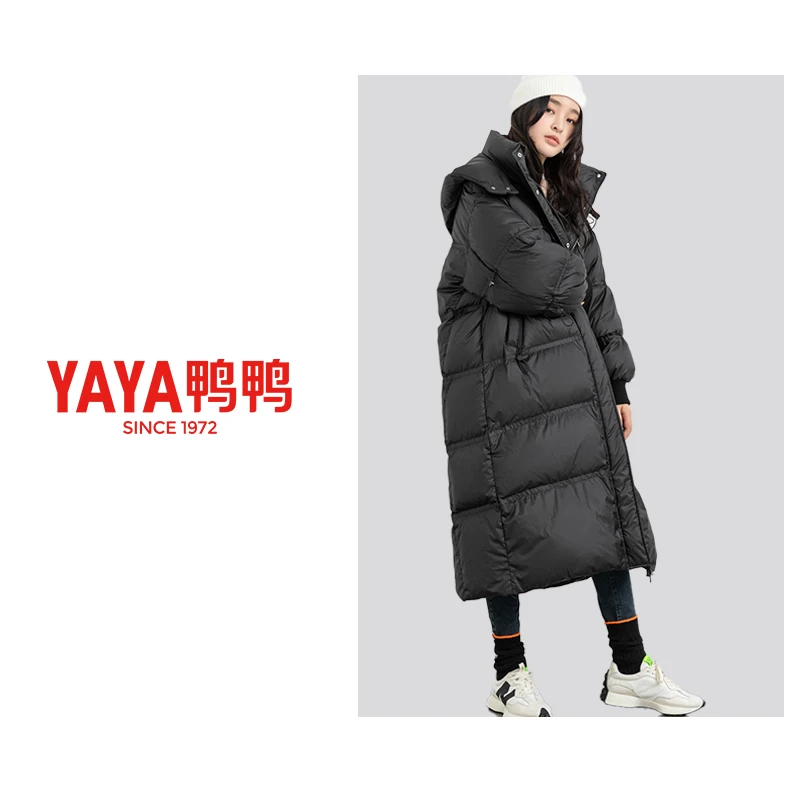 YAYA/鸭鸭羽绒服冬季超长极寒款潮流保暖过膝新款时尚纯色外套