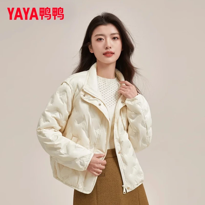 YAYA/鸭鸭【新国标90绒】羽绒服女短款立领时尚轻暖舒适百搭外套