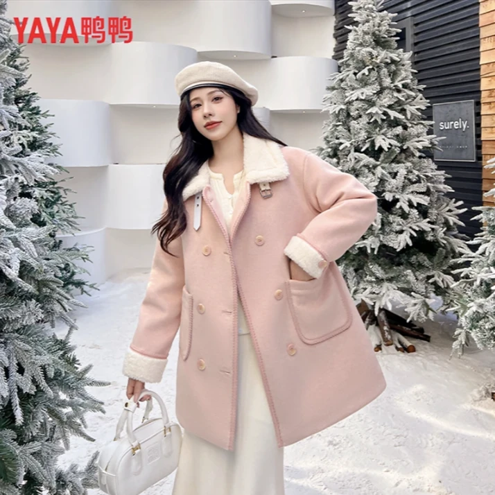 YAYA/鸭鸭YE3B632683W时尚小香风格子女士保暖加厚宽松防寒羽绒服
