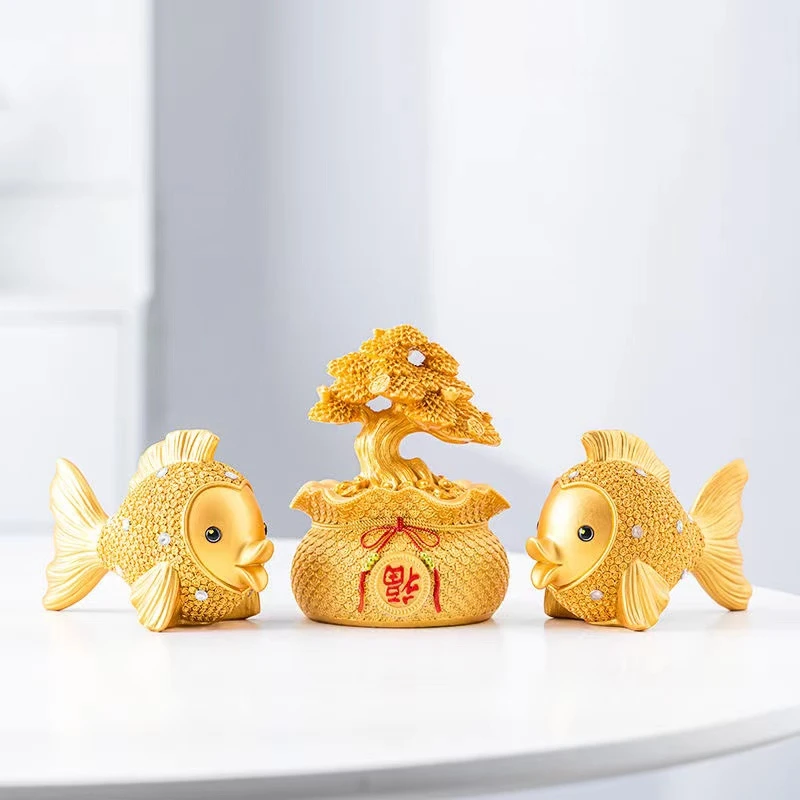 小金鱼摆件钥匙收纳客厅摆件乔迁新居年年有余创意轻奢客厅酒柜