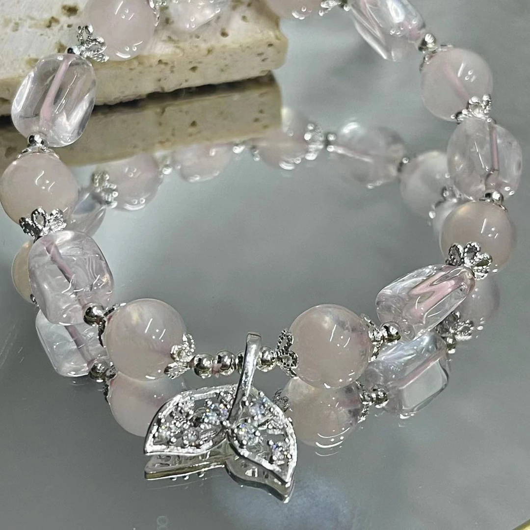 “白星公主”魅力·桃花·人缘 粉水晶随型天然水晶手串