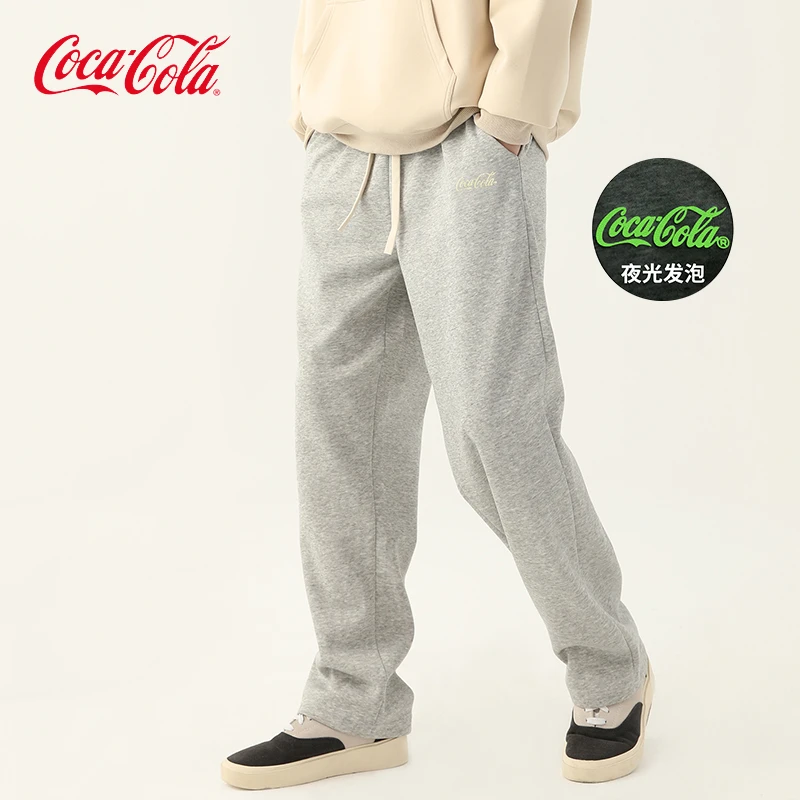 Coca-Cola/可口可乐休闲裤男百搭宽松垂感夏季显瘦夜光发泡冰丝裤