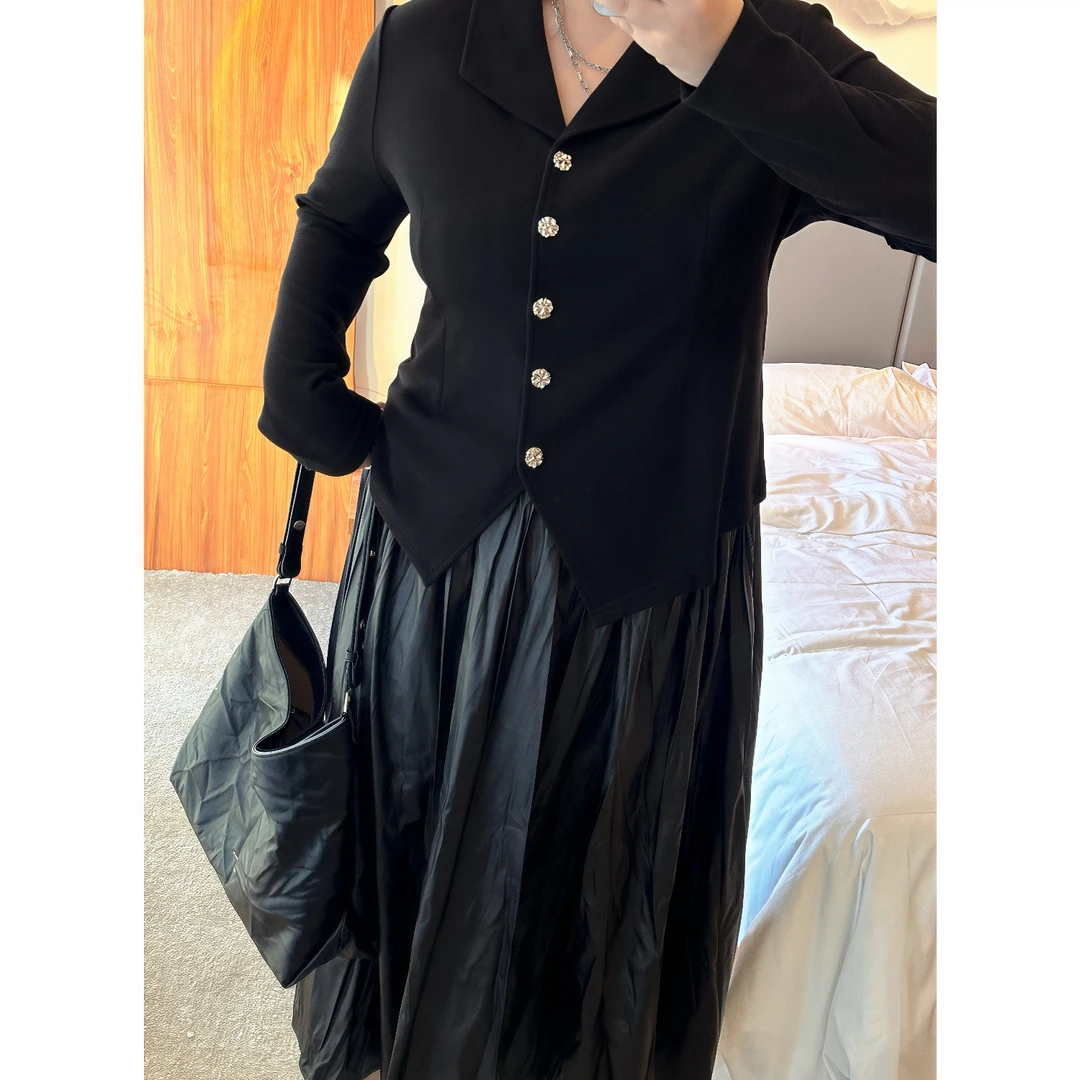 【晓晓家】断码捡漏~银盏爵士 /气质一眼贵褶皱仿皮百褶裙12103花契