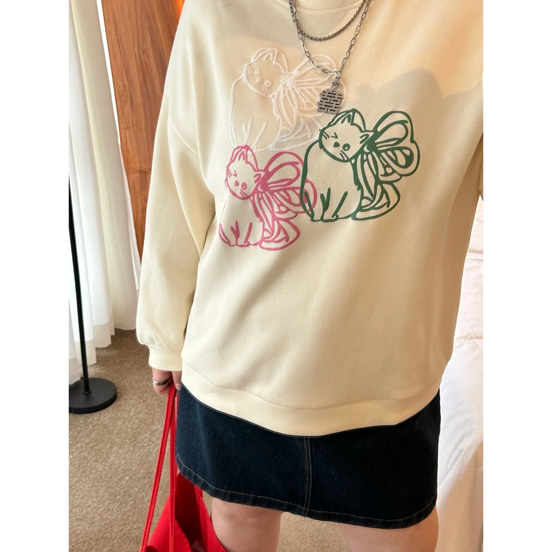 【晓晓家】断码捡漏~那拉提猫 / 薄绒款休闲风卫衣11737花契