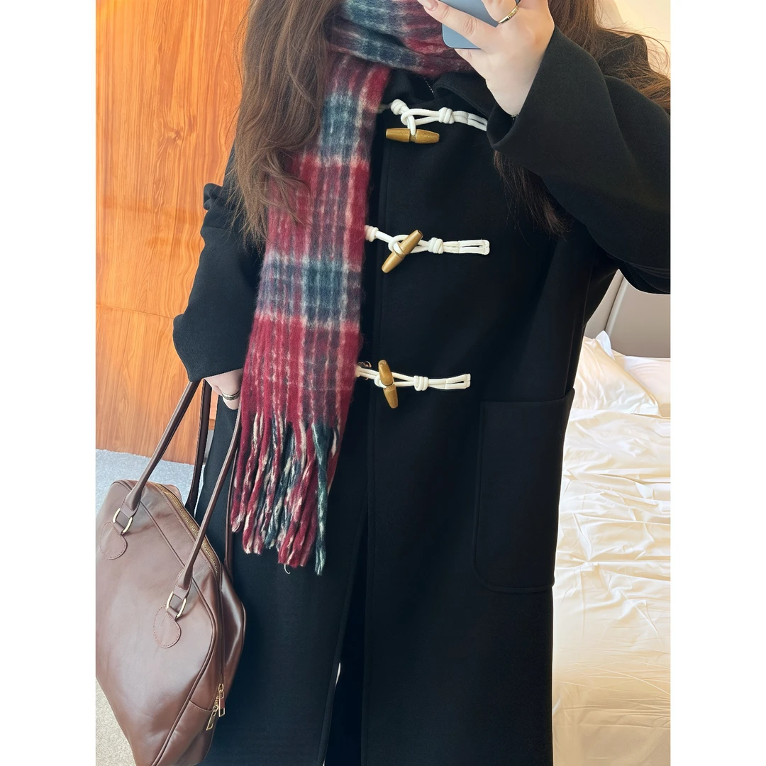 【晓晓家】厚乳香氛 / 牛角扣气质毛呢大衣11568花契胖mm200斤时尚