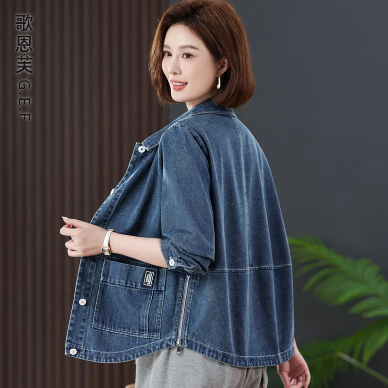 牛仔外套女春秋薄款2025早春新款小个子短款休闲百搭妈妈衬衫上衣