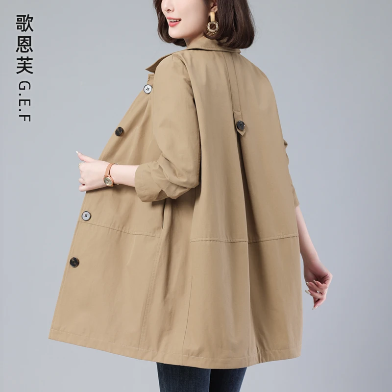 风衣外套女中长款2025新款薄款洋气大码女装气质中年妈妈春秋外套