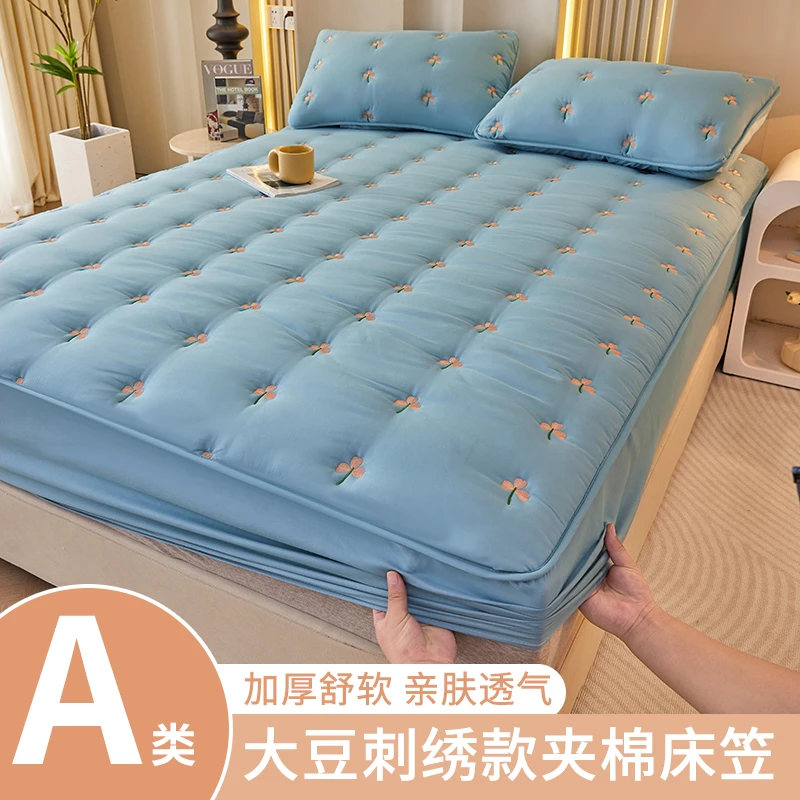 大豆夹棉床笠罩单件冬季加厚席梦思床罩床垫保护套床套罩防滑床单