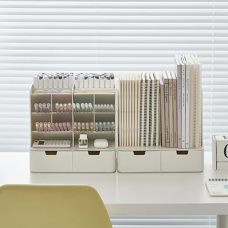 【大容量】笔筒收纳盒办公室桌面ins风学生斜插式多功能书立笔桶
