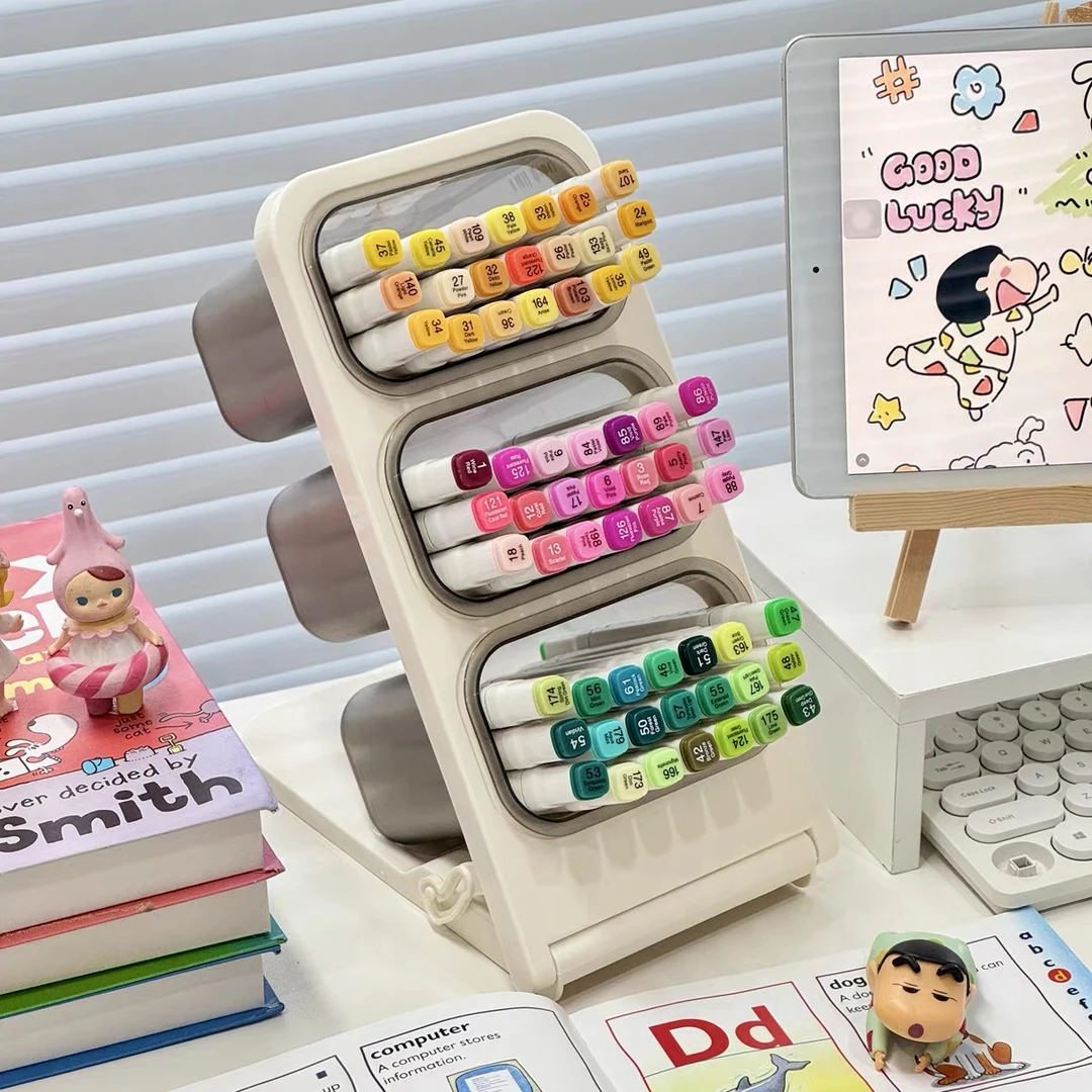 斜插式笔筒文具收纳盒大容量儿童学生书桌笔盒办公室桌面笔架