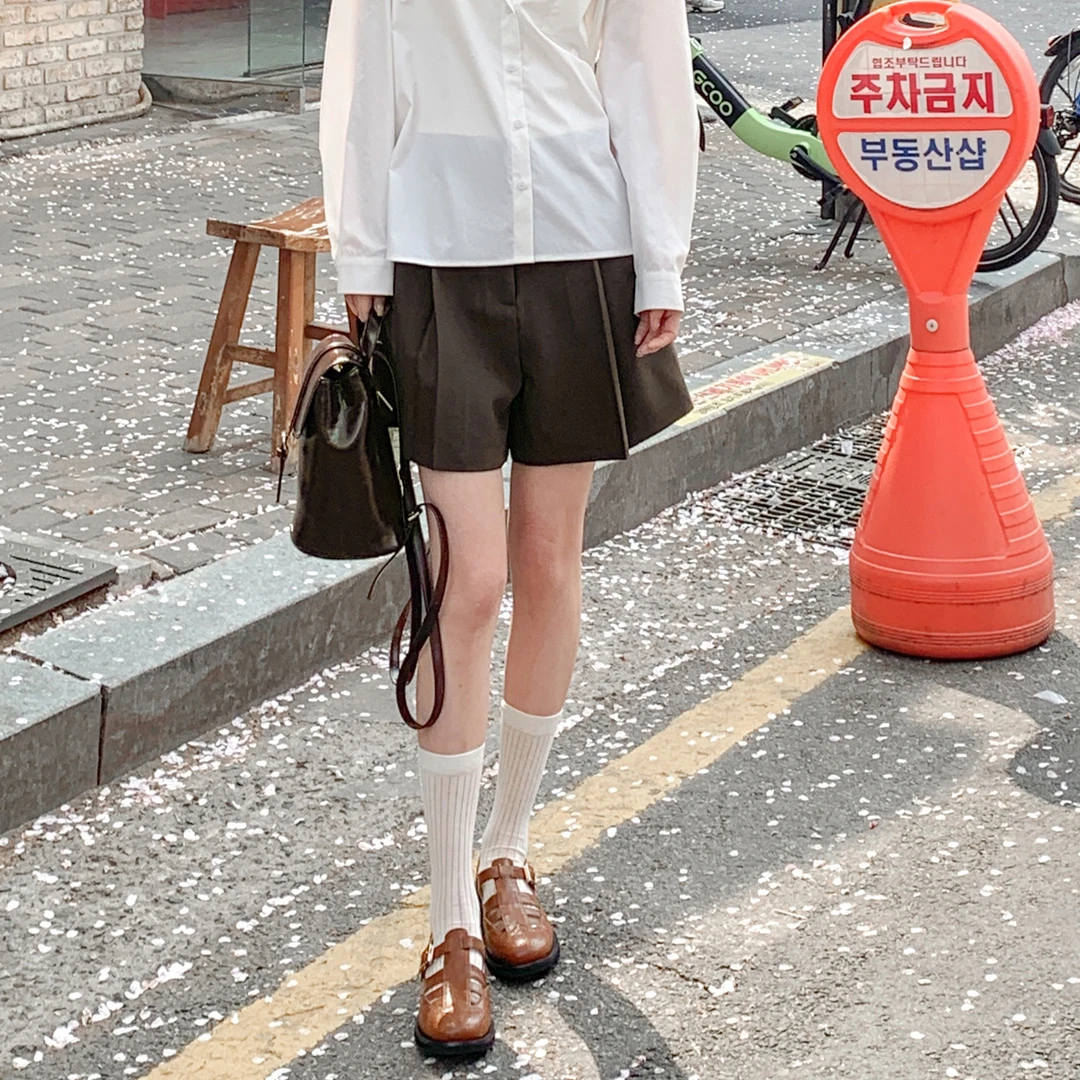 「现货」【元气清咖】咖色西装短裤FS405X008