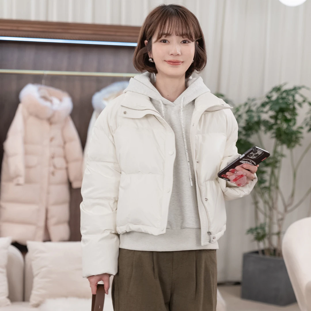 「现货」【冰面包羽绒】PU皮短款羽绒服FS311W004