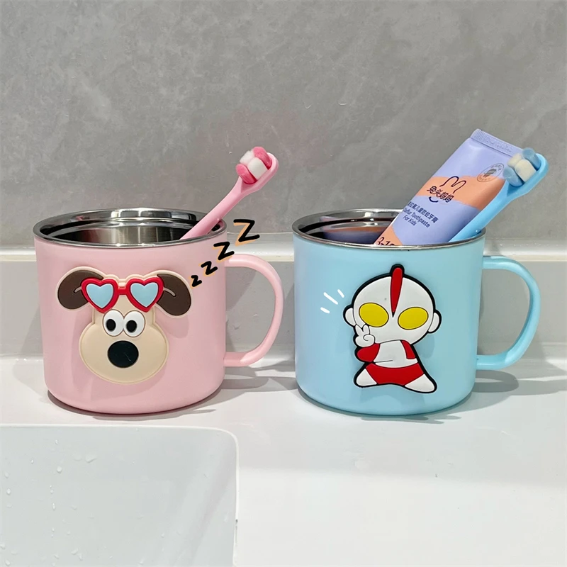 奥特曼不锈钢漱口杯可爱男孩儿童牙缸刷牙杯子创意洗漱杯子ins风