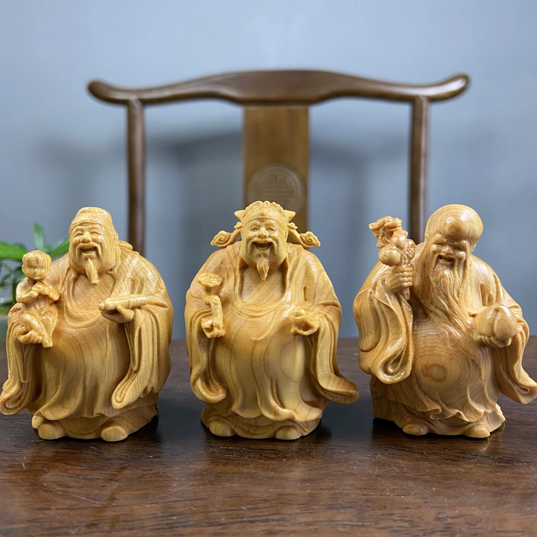 崖柏根雕木雕福禄寿三星摆件家居办公室手把件工艺品摆件