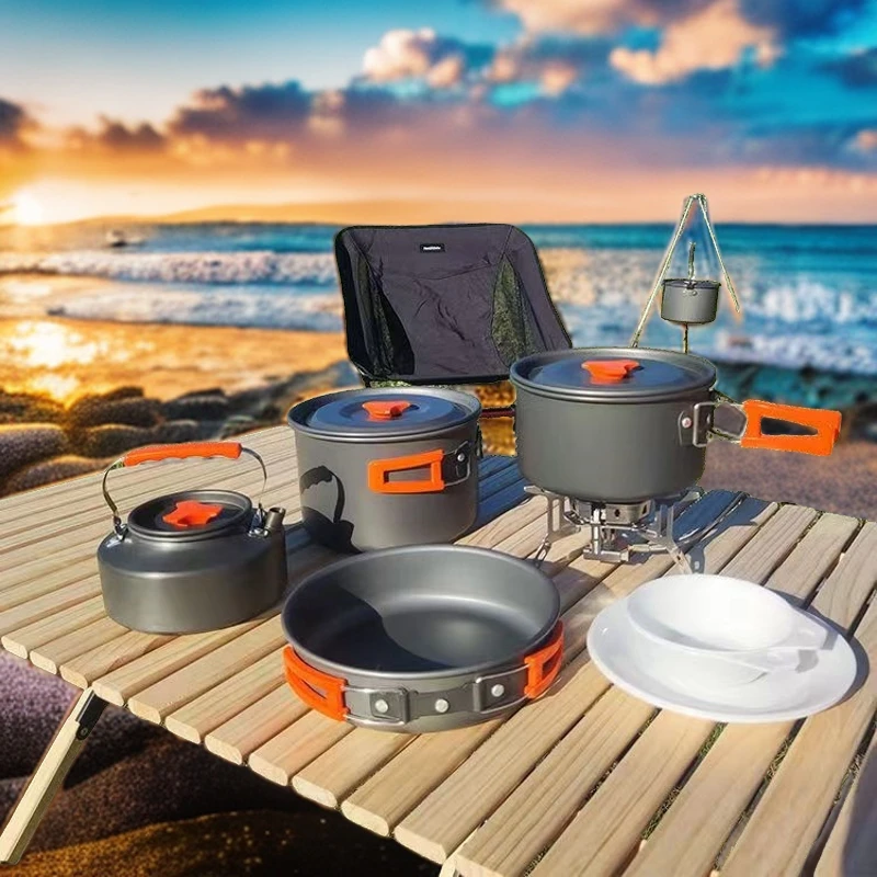 户外露营用品野外炊具煎煮锅具便携餐具卡式炉烧水壶野炊野营用锅
