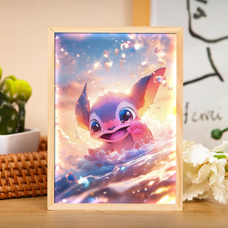 星际宝宝史迪仔灯光画情侣房间床头小夜灯发光创意生日礼物装饰画