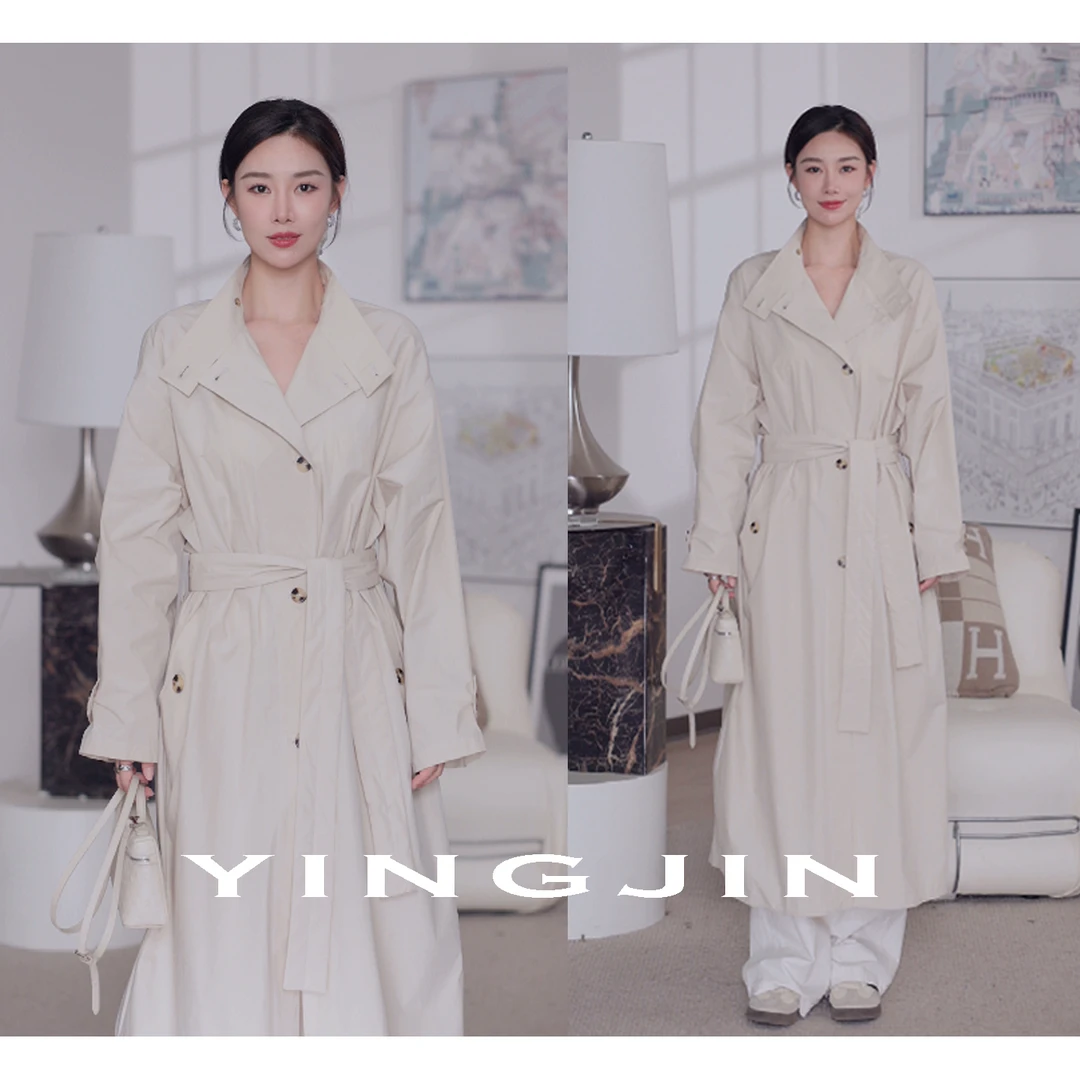 【YINGJIN】“秋季秘语系列”棉感舒适 立领通勤 系带式风衣-YJZ0187Y