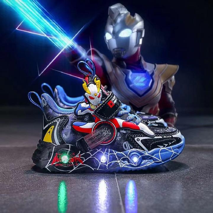 男孩发光儿童鞋学生中大童夜光带灯步鞋父亲节儿童节春秋男童透气