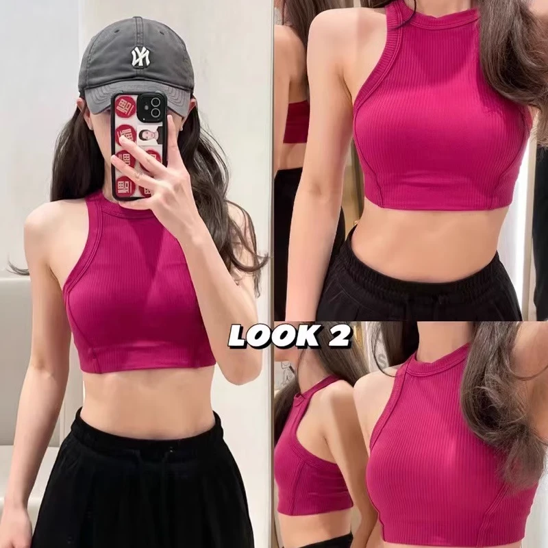 高强度螺纹运动背心女带胸垫背心瑜伽速干健身文胸跑步防震瑜伽服