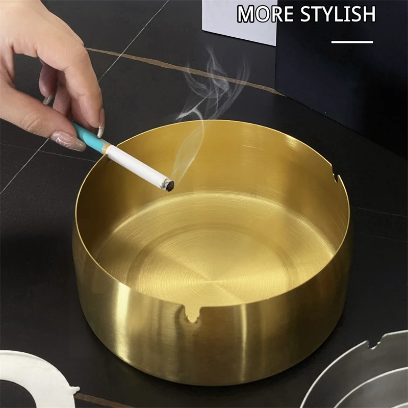 (2.1一个)不锈钢烟灰缸8cm不挑烟家居创意烟灰缸防风家用烟灰缸