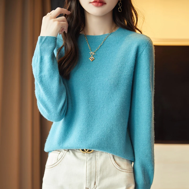 一线成衣无缝圆领针织女秋冬新款套头内搭针织衫百搭半高领打底衫