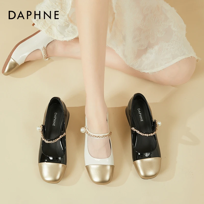 Daphne/达芙妮小香风玛丽珍女鞋2025夏季粗跟法式单鞋高跟小皮鞋