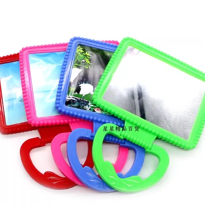 方型镜子台式镜挂式老式小号玻璃镜宿舍卧室镜红梳头化妆剃须镜子