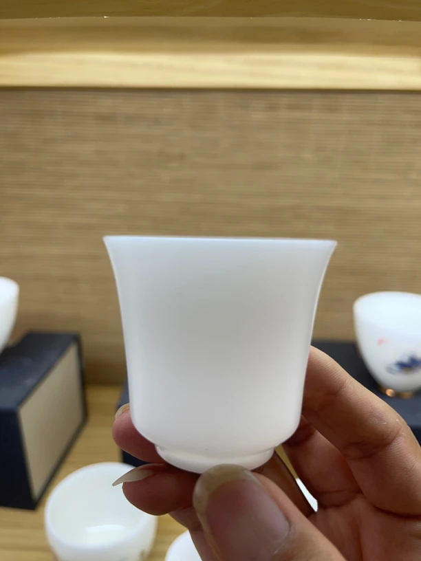德化白瓷冰种马梯客杯茶具冰种玉瓷纯手工羊脂玉素烧冰种玉瓷