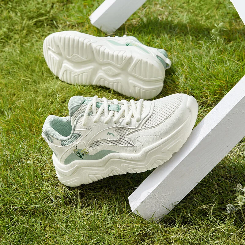 361度女运动鞋2025年春季新款女复古文化鞋大网眼透气休闲老爹鞋