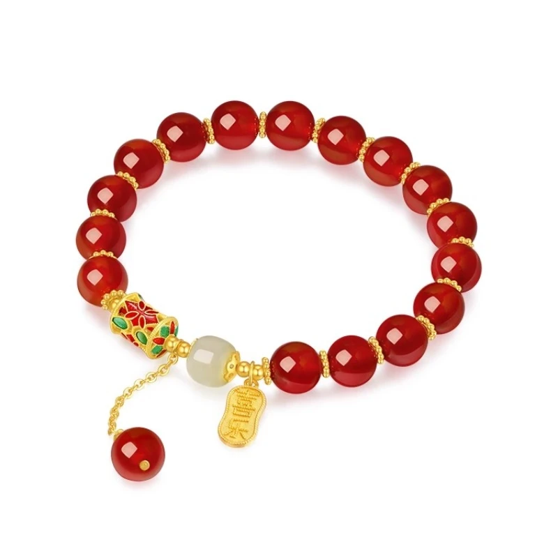 轻奢红玛瑙玉髓手串女款相思豆红豆手链节日生日送闺蜜女友礼物