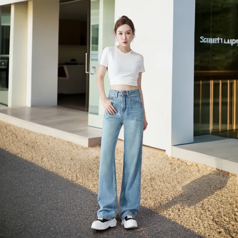 【SEVEN】单宁篮-窄版高腰-直筒裤牛仔裤女极简风3005
