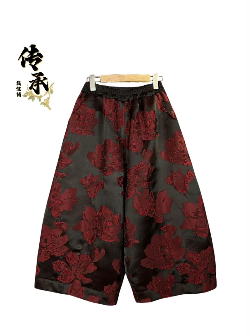 （冬季牡丹棉裤）八分裤时尚裤休闲裤外穿宽松阔腿裤棉裤