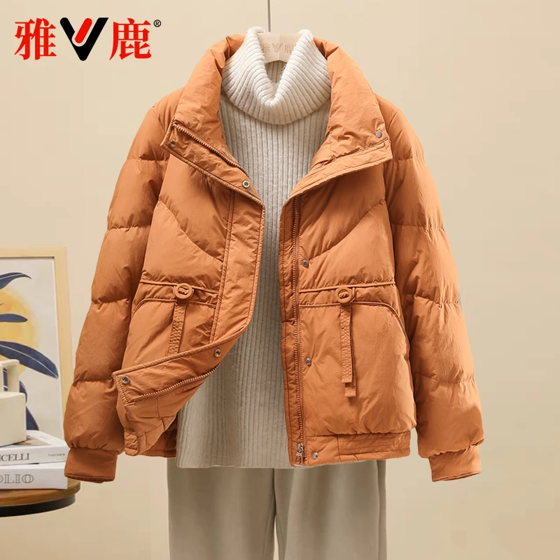 雅鹿短款羽绒服立领韩版百搭小个子女款休闲潮流保暖时尚秋冬外套