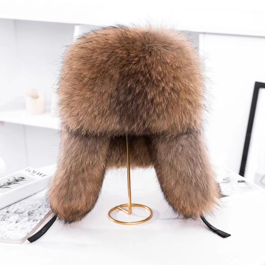 冬季男士保暖雷锋帽护耳护颈貉皮加厚毛绒防风加绒户外钓鱼骑车