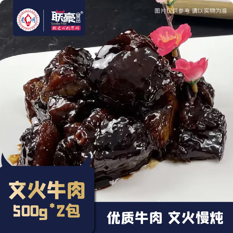 【康康生日专属】联豪食品文火牛肉500g*2包