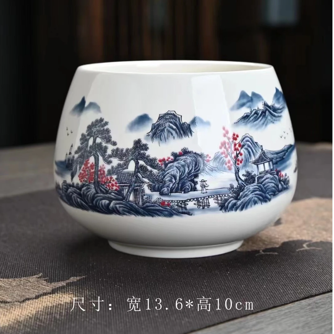 秋香茶具  五彩山水陶瓷茶渣缸茶洗配件杯洗水洗缸-4446-0824