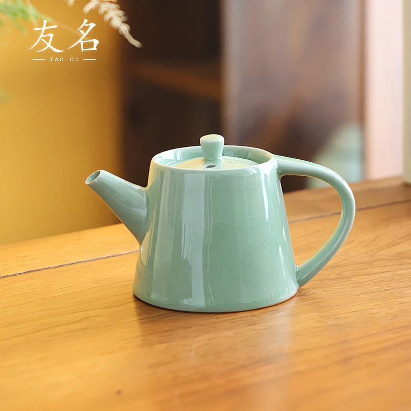 友名陶瓷 蜜色哥窑壶家用简约大容量开片可养泡茶壶-3900