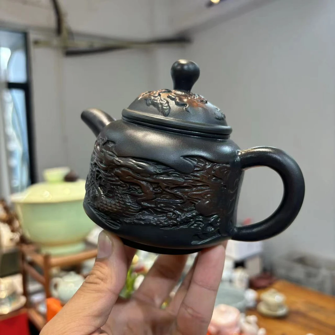 可乐瓷器  紫陶凤鸣祥龙壶家用泡茶壶-4421