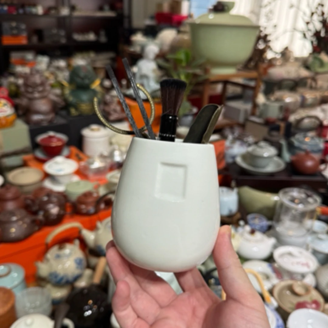 秋香茶具  白瓷纯白茶道筒-1903