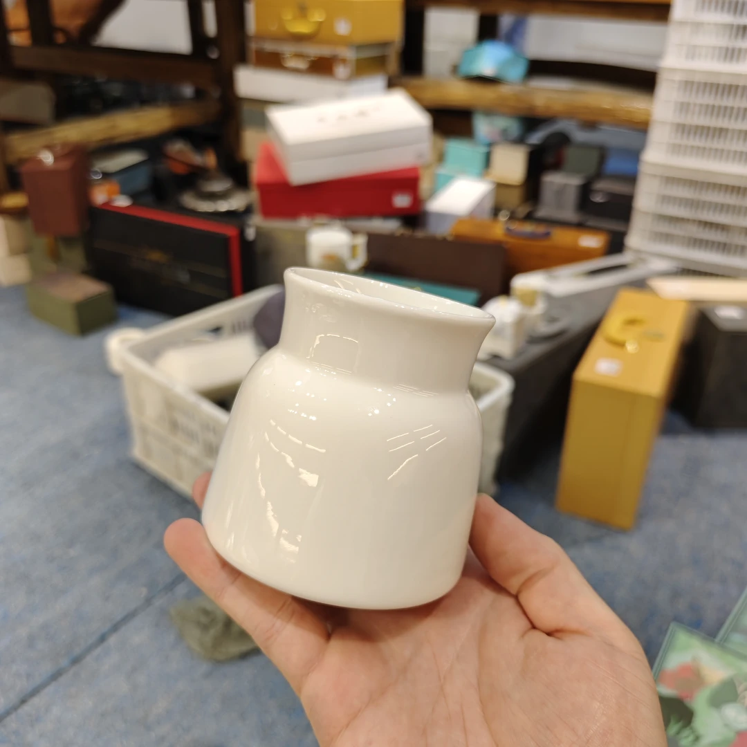 玲珑  6号白瓷纯白茶道桶-5630