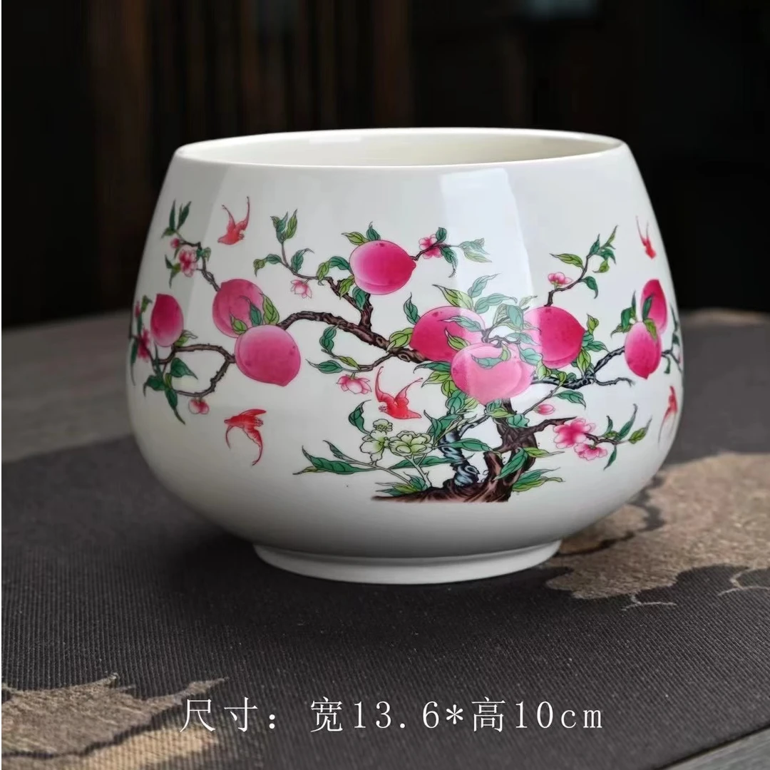 沐雨茶具 九桃五福陶瓷茶渣缸茶洗配件杯洗水洗缸-4445（直播专享）