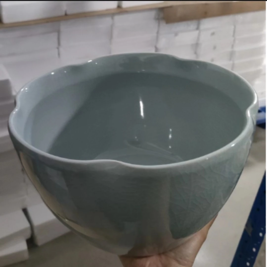 友名陶瓷  哥窑浅蓝开片茶洗-3345
