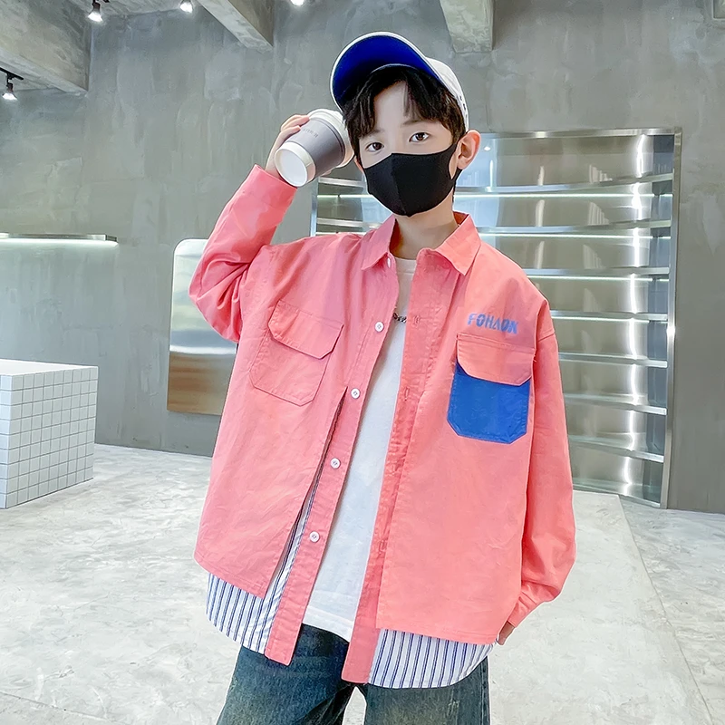 儿童外套男童春秋款上衣2024新款男孩帅气衬衫潮秋装洋气秋季上衣