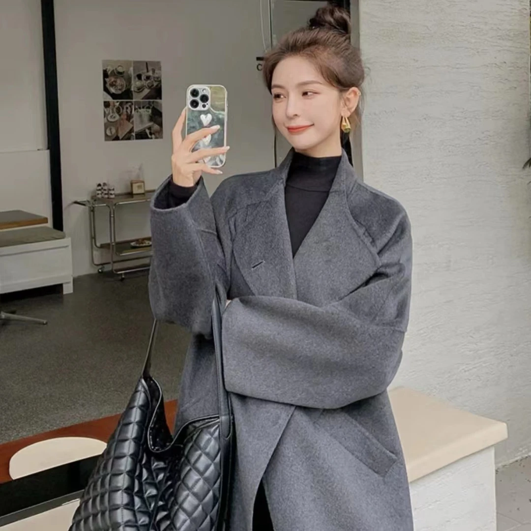 2024秋冬设计师款韩系轻奢双面羊毛双面呢大衣（98030）