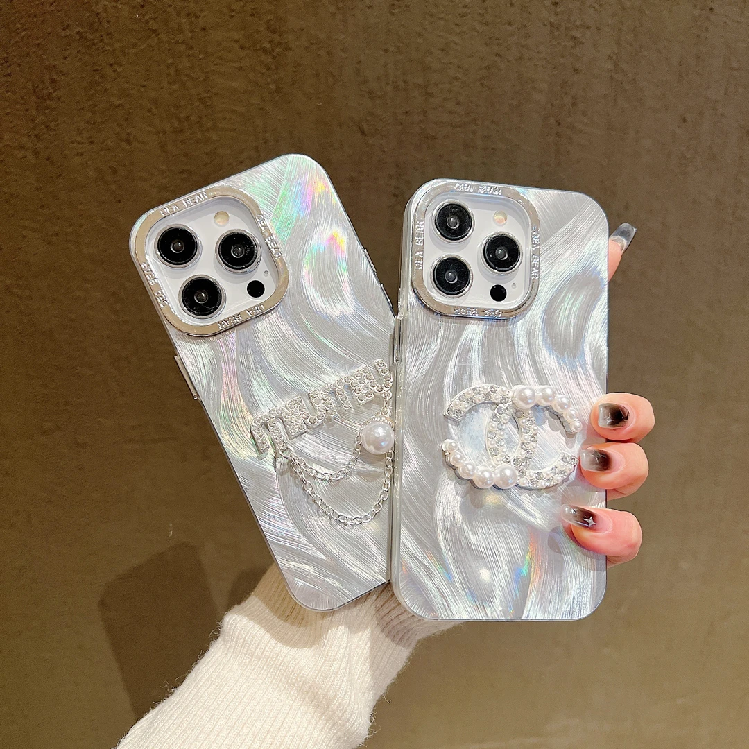 高级感炫银IMD羽毛ins潮牌iPhone15手机壳女款苹果14全包防摔超薄
