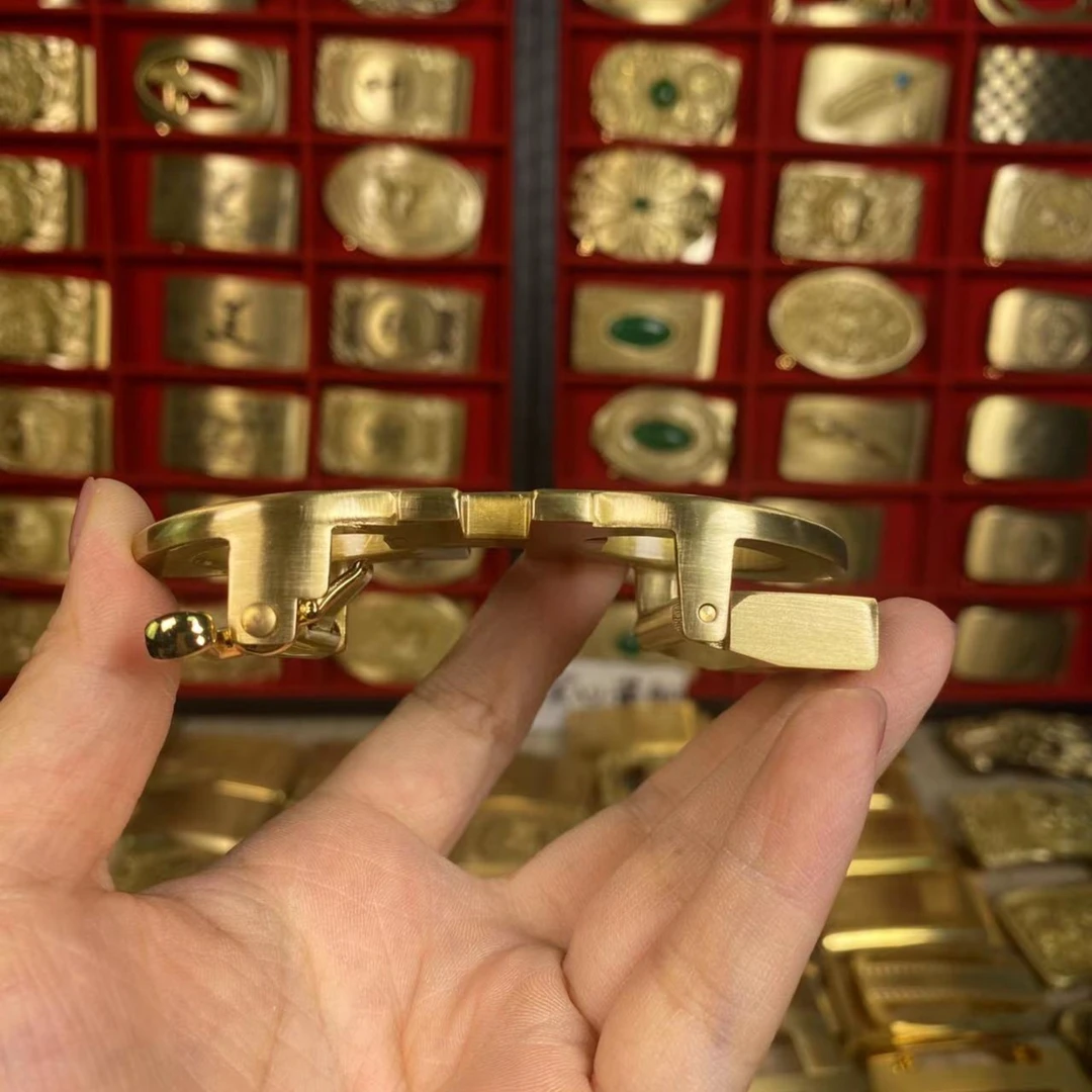 发发扣款8字自动扣头款实心黄铜商务自动扣皮带扣 3.5CM内宽